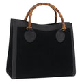 GUCCI Bamboo Hand Bag Suede Black Gold 002 123 0260 Auth ep16341