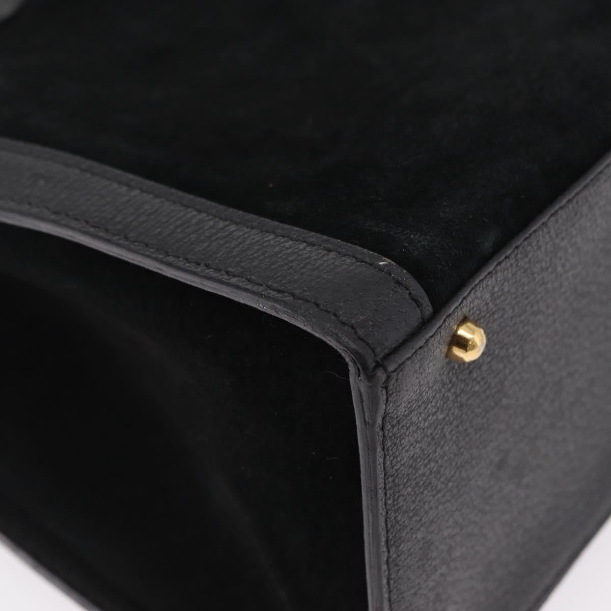 GUCCI Bamboo Hand Bag Suede Black Gold 002 123 0260 Auth ep16341