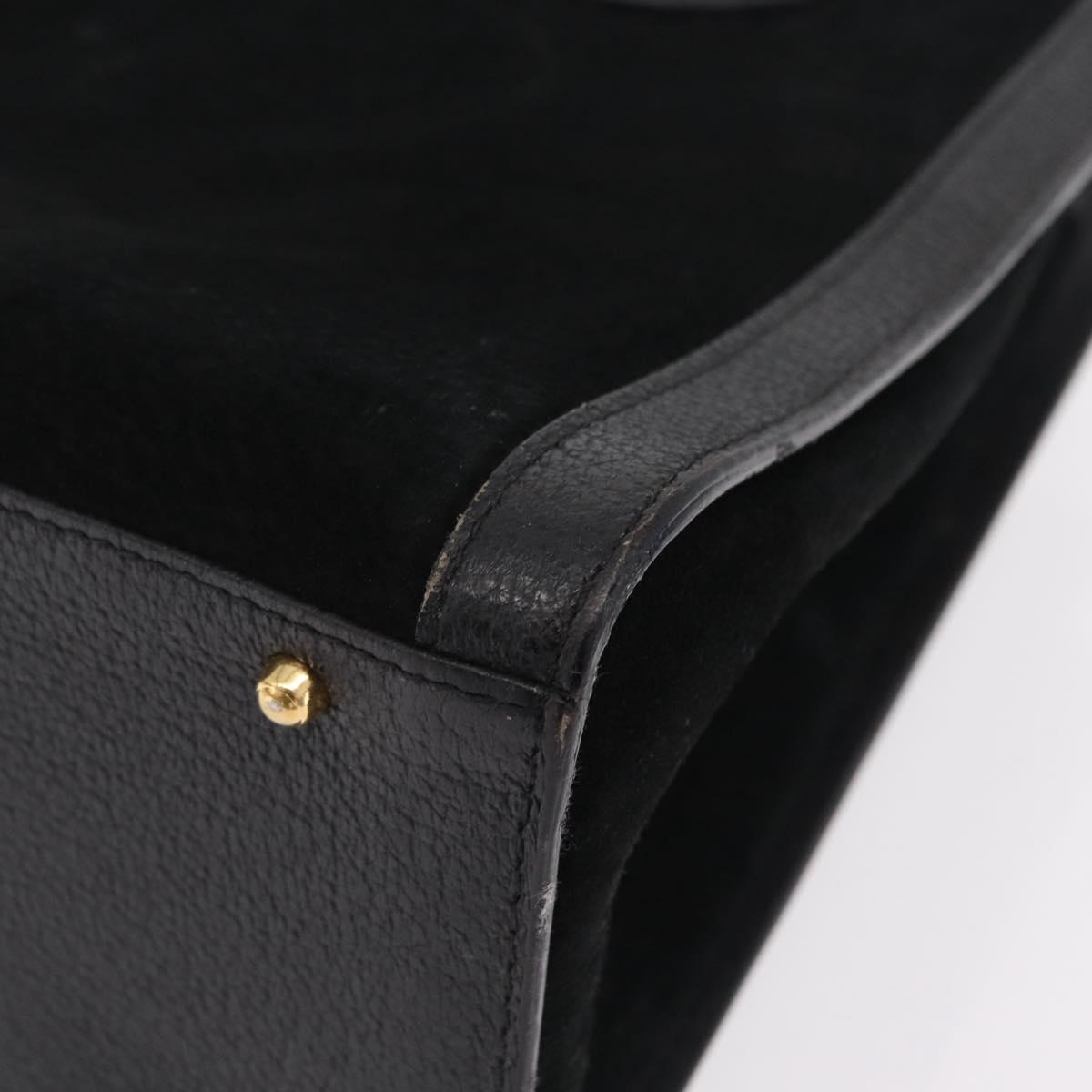 GUCCI Bamboo Hand Bag Suede Black Gold 002 123 0260 Auth ep16341