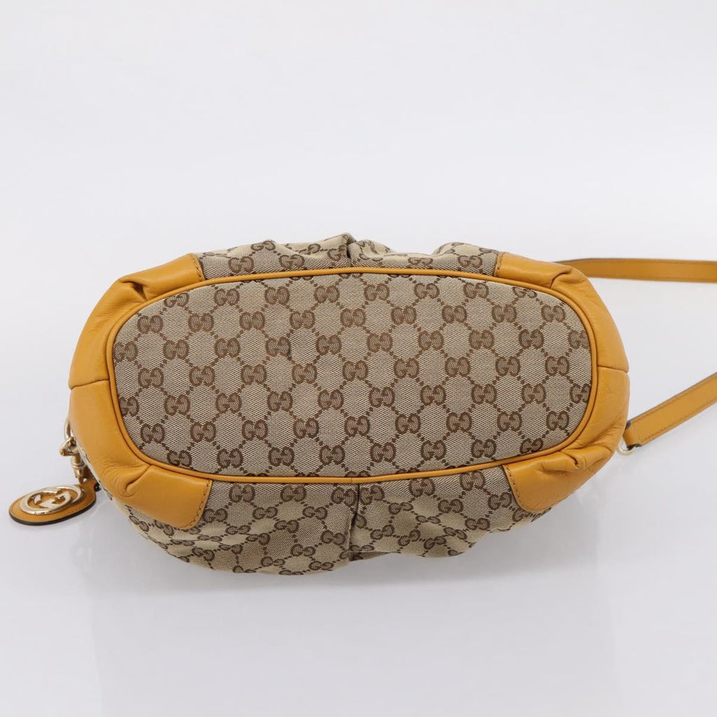 GUCCI GG Canvas Hand Bag 2way Beige Gold 247902 Auth ep16354