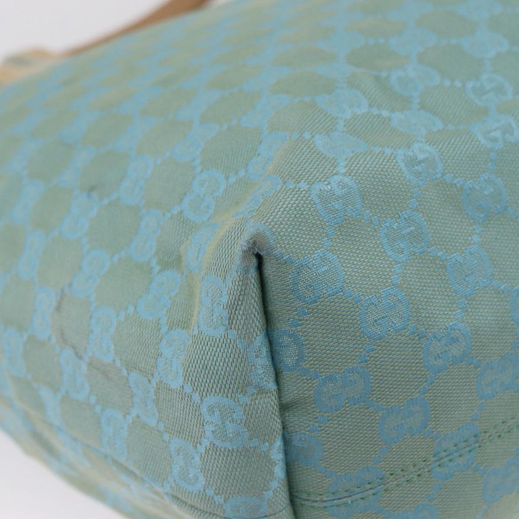 GUCCI GG Canvas Tote Bag 2way Outlet Light Blue Silver 257298 Auth ep16449A