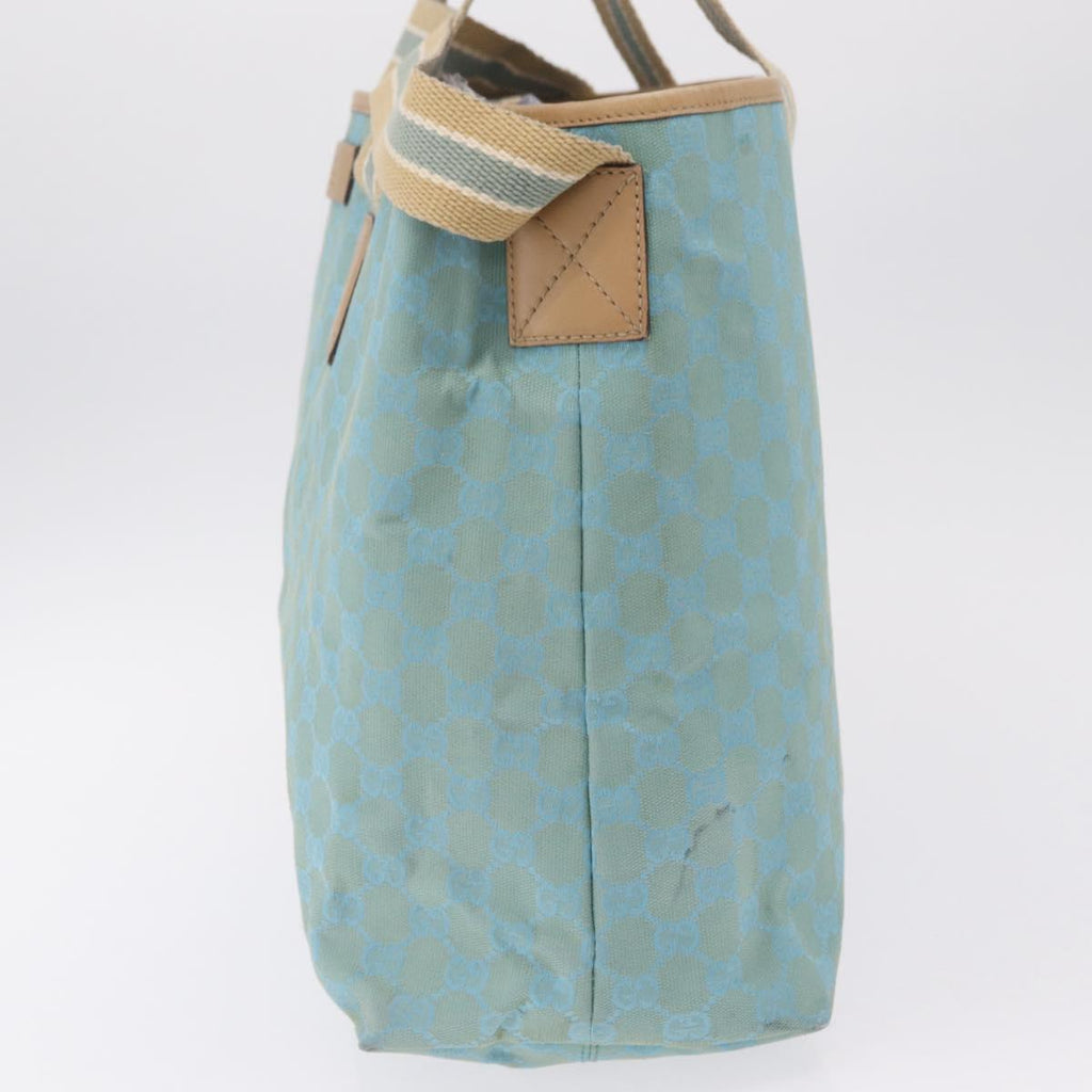 GUCCI GG Canvas Tote Bag 2way Outlet Light Blue Silver 257298 Auth ep16449A