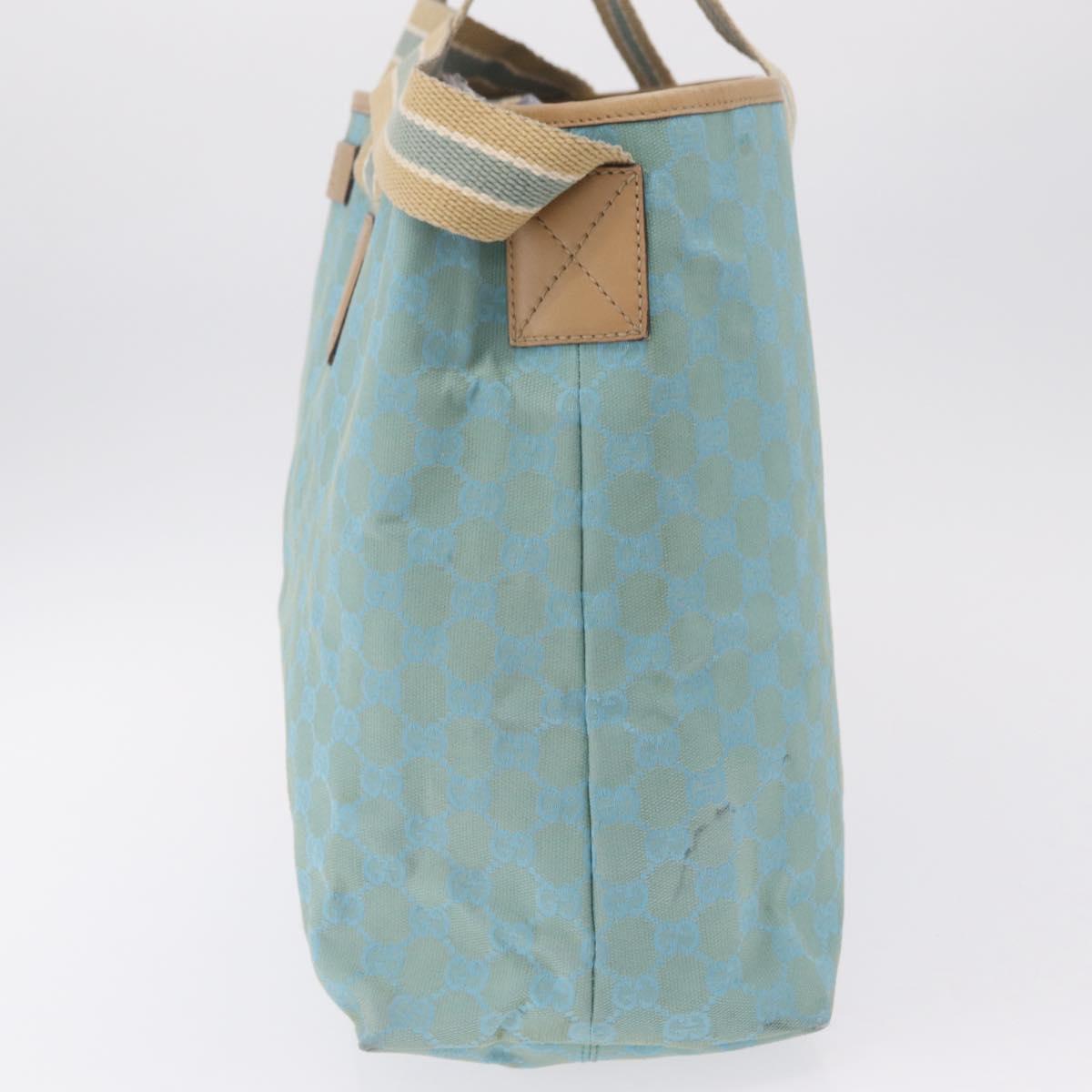 GUCCI GG Canvas Tote Bag 2way Outlet Light Blue Silver 257298 Auth ep16449A