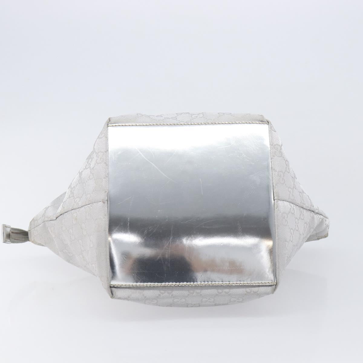 GUCCI GG Canvas Web Sherry Line Hand Bag Silver 131228 Auth ep16492