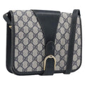 GUCCI GG Supreme Shoulder Bag PVC Navy Gold Auth ep16502