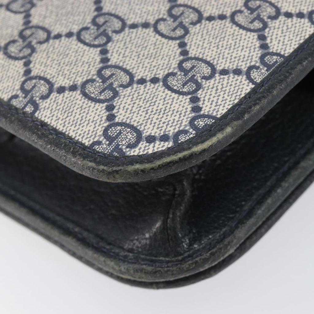 GUCCI GG Supreme Shoulder Bag PVC Navy Gold Auth ep16502