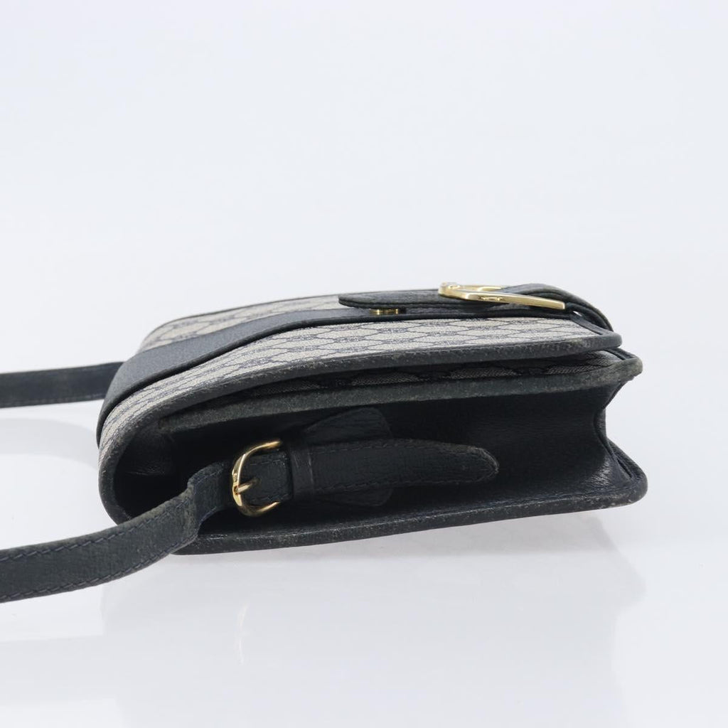 GUCCI GG Supreme Shoulder Bag PVC Navy Gold Auth ep16502