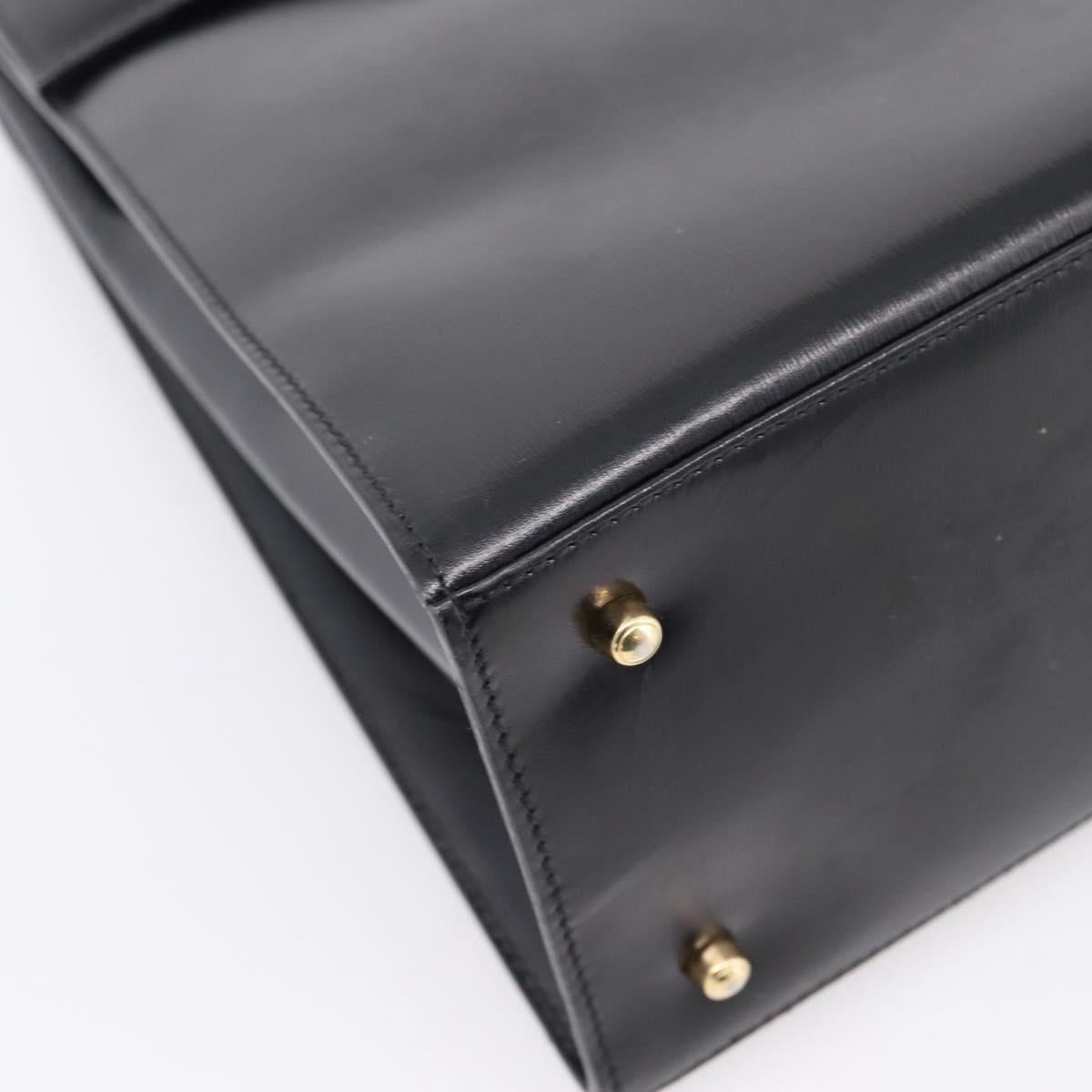 GUCCI Hand Bag Leather 2way Black Gold Tone Auth ep16693A
