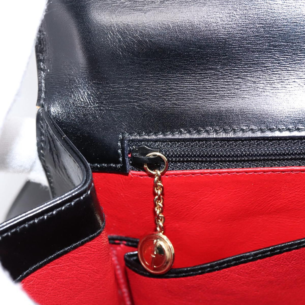 GUCCI Hand Bag Leather 2way Black Gold Tone Auth ep16693A