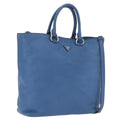 PRADA Tote Bag Leather 2way Blue Silver Auth ep16699V