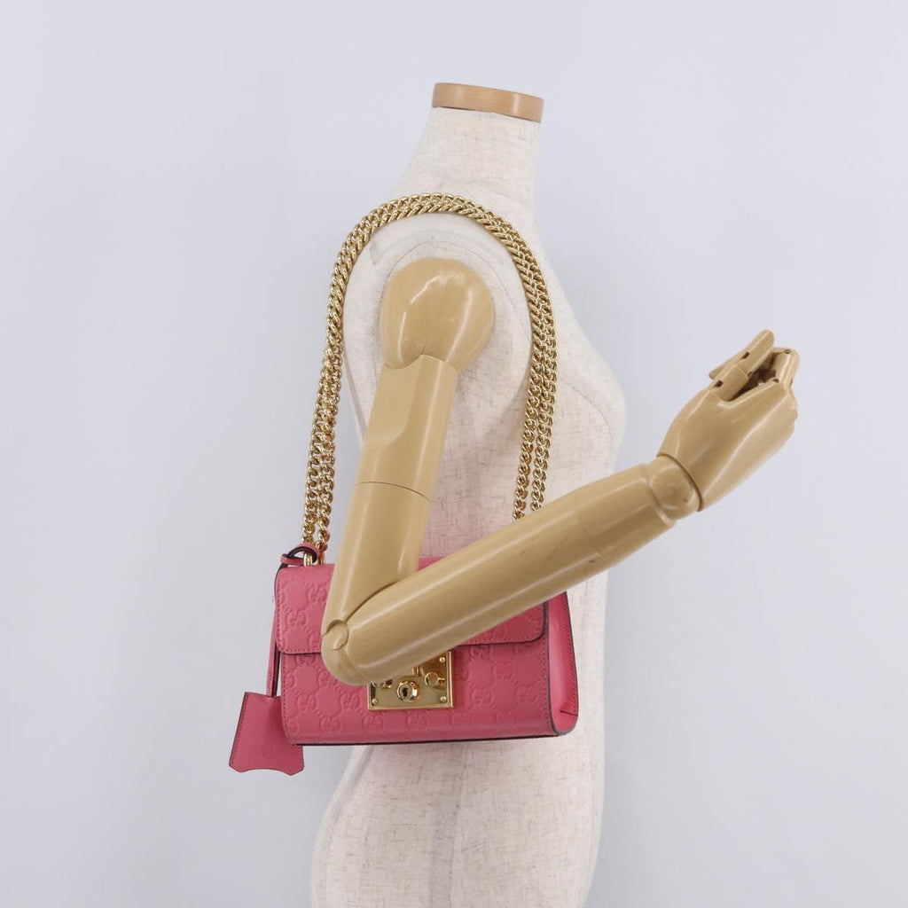 GUCCI GuccissimaGG Padlock Chain Shoulder Bag Leather 409487 Auth ep16719M