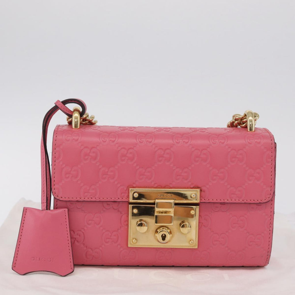 GUCCI GuccissimaGG Padlock Chain Shoulder Bag Leather 409487 Auth ep16719M