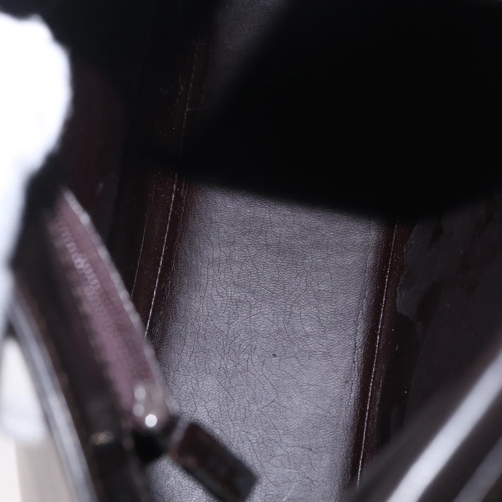 GUCCI Hand Bag Patent Dark Brown Silver 001 3115 Auth ep16742