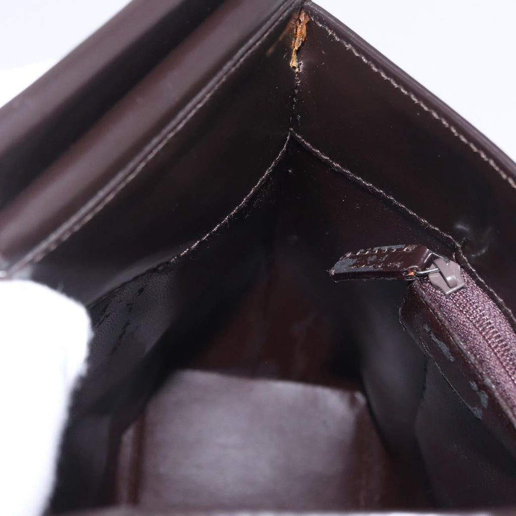 GUCCI Hand Bag Patent Dark Brown Silver 001 3115 Auth ep16742