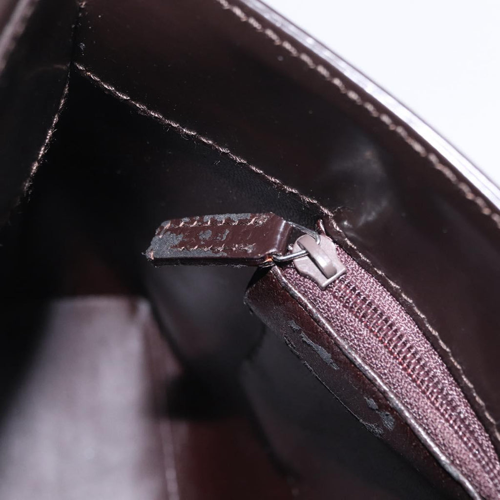 GUCCI Hand Bag Patent Dark Brown Silver 001 3115 Auth ep16742