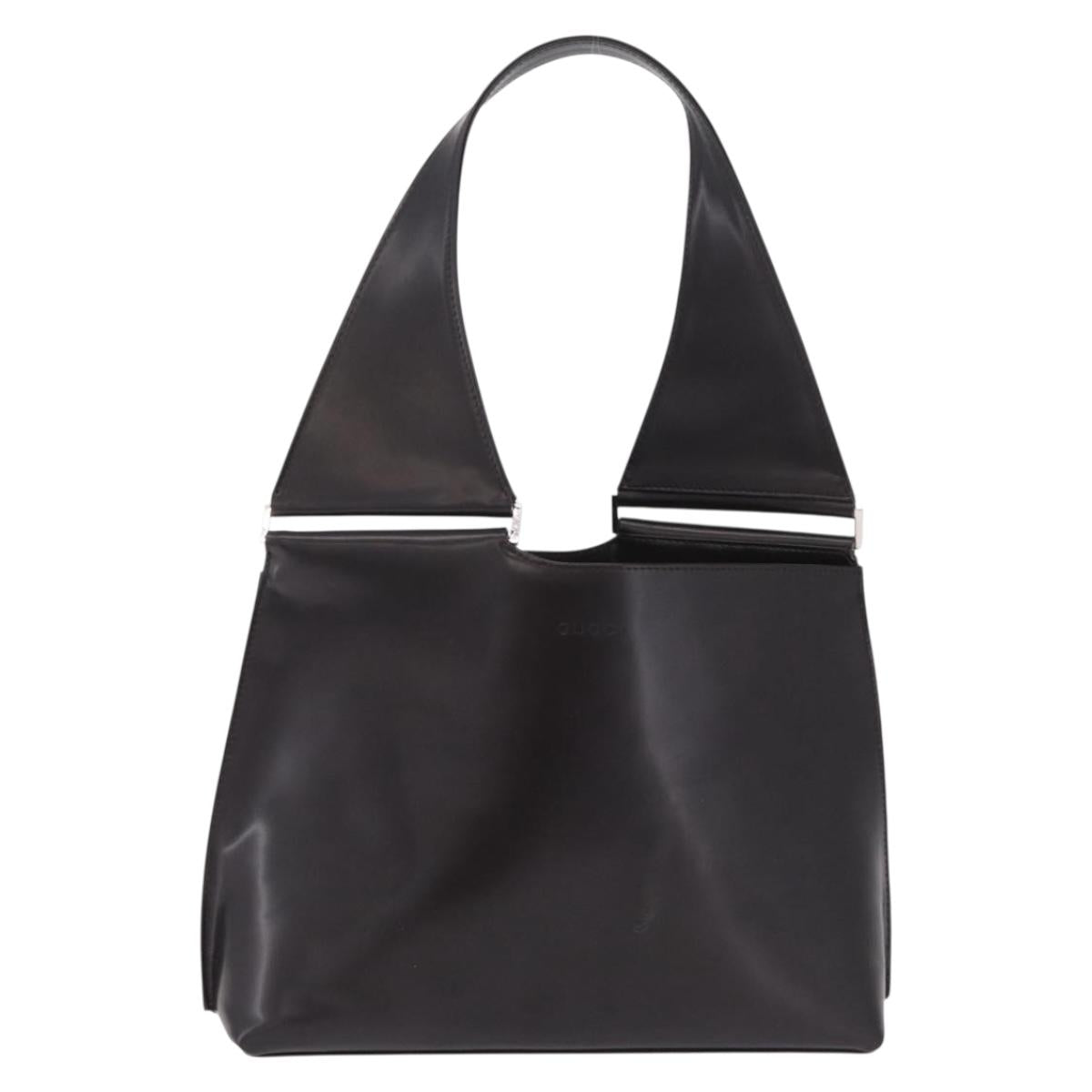 GUCCI Hand Bag Patent Dark Brown Silver 001 3115 Auth ep16742