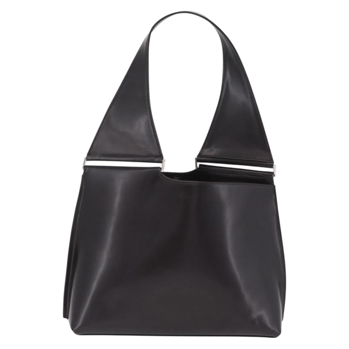 GUCCI Hand Bag Patent Dark Brown Silver 001 3115 Auth ep16742