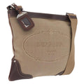 PRADA Shoulder Bag Canvas Beige Silver Auth ep16765