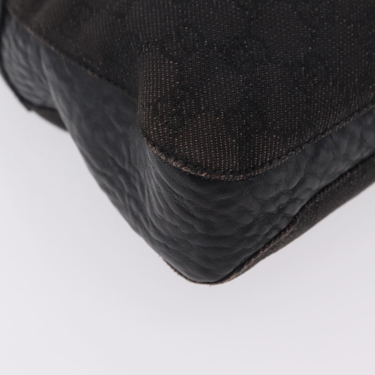 GUCCI GG Canvas Horsebit Shoulder Bag Black 101975 Auth ep16774