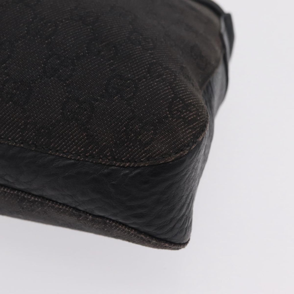 GUCCI GG Canvas Horsebit Shoulder Bag Black 101975 Auth ep16774