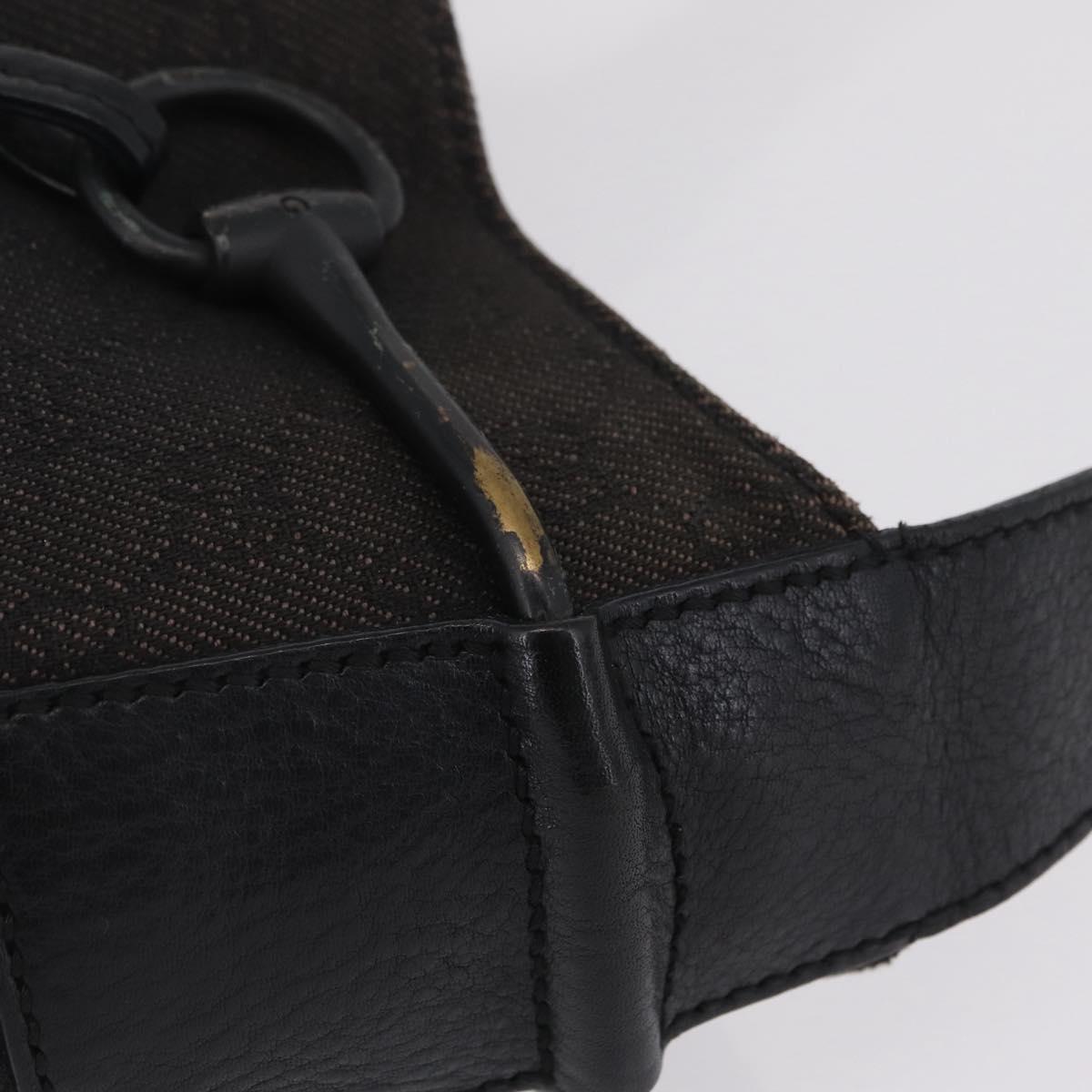 GUCCI GG Canvas Horsebit Shoulder Bag Black 101975 Auth ep16774