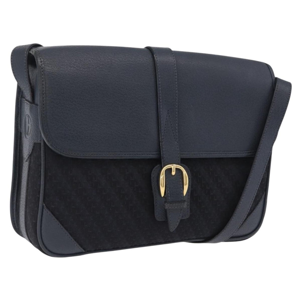 GUCCI Shoulder Bag Canvas Navy Gold Auth ep16775