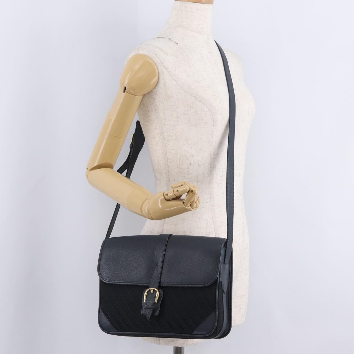 GUCCI Shoulder Bag Canvas Navy Gold Auth ep16775