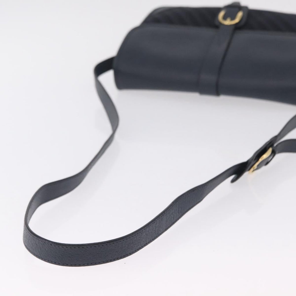 GUCCI Shoulder Bag Canvas Navy Gold Auth ep16775