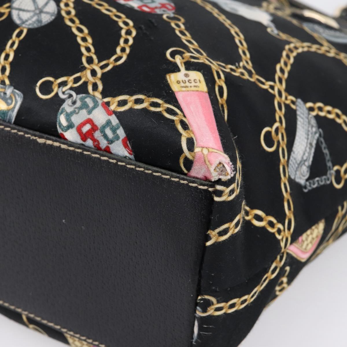 GUCCI Tote Bag Satin Black Gold 253009 Auth ep16818