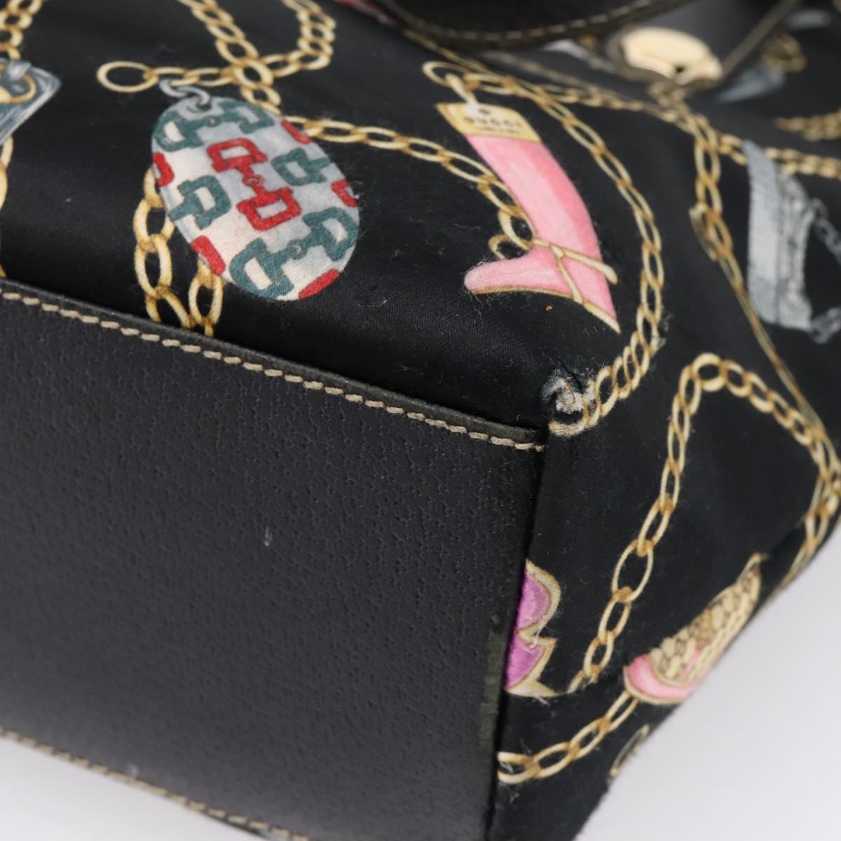 GUCCI Tote Bag Satin Black Gold 253009 Auth ep16818
