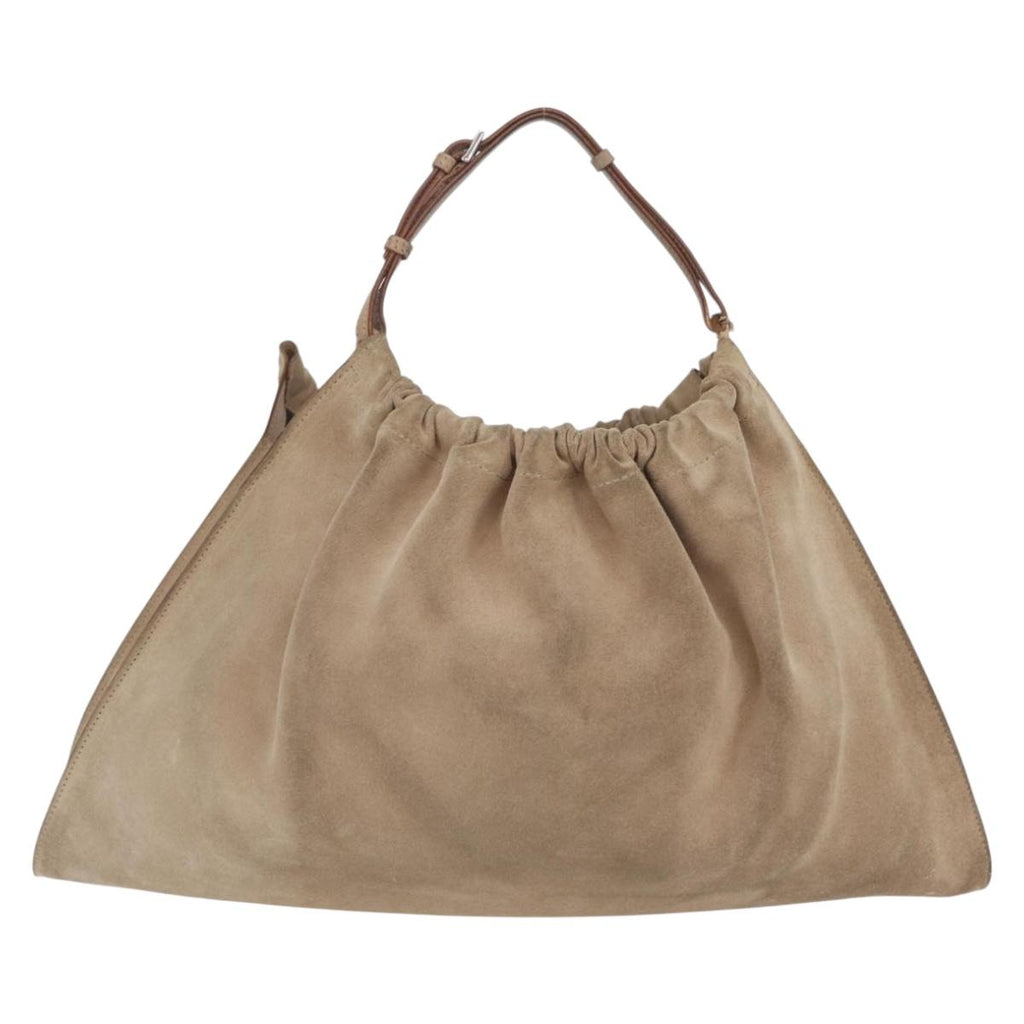 GUCCI Hand Bag Suede Beige 76554 Auth ep16831