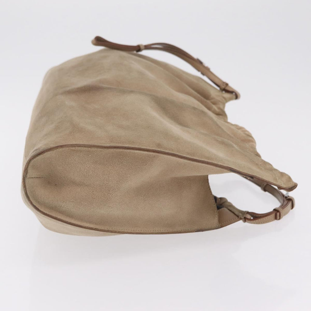 GUCCI Hand Bag Suede Beige 76554 Auth ep16831