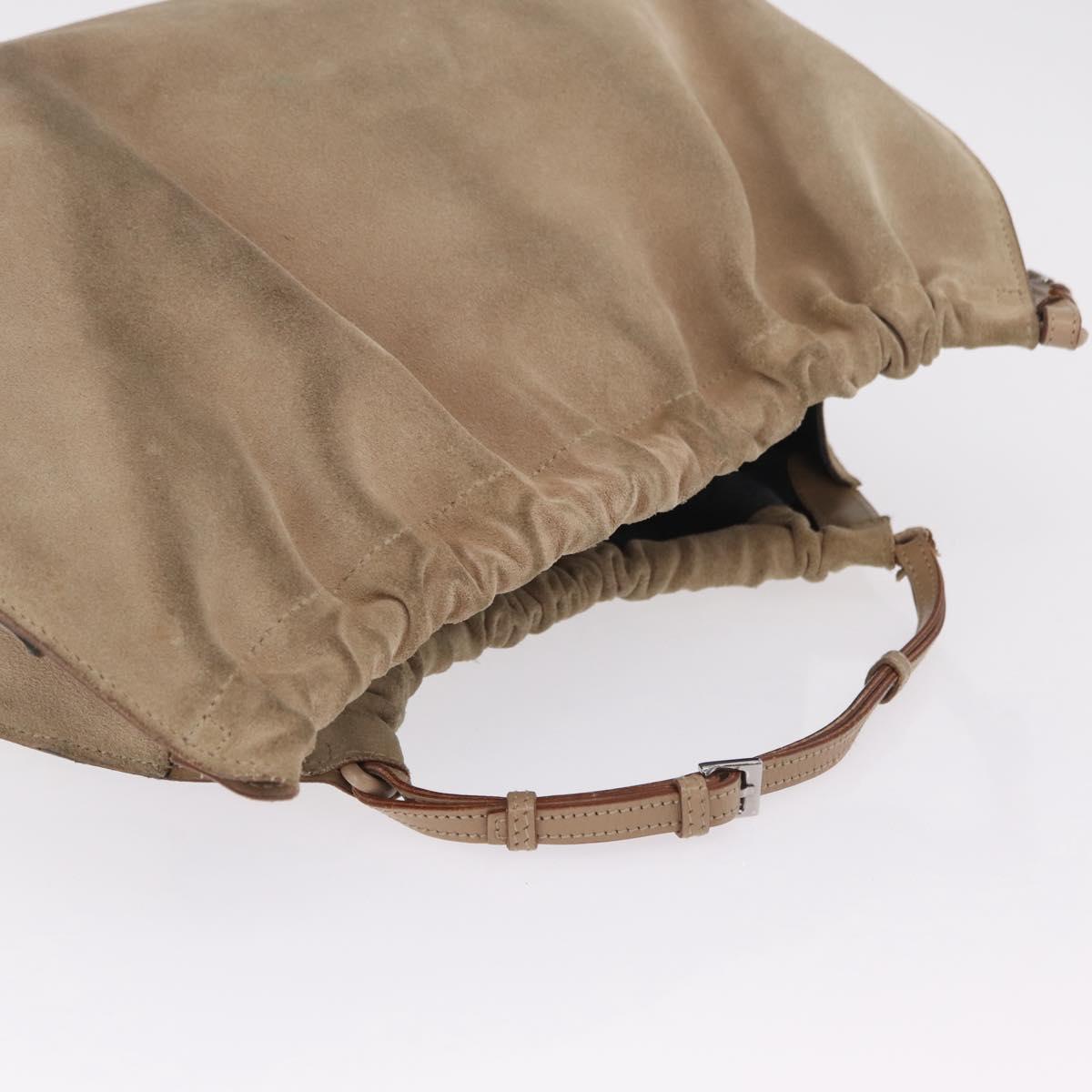 GUCCI Hand Bag Suede Beige 76554 Auth ep16831