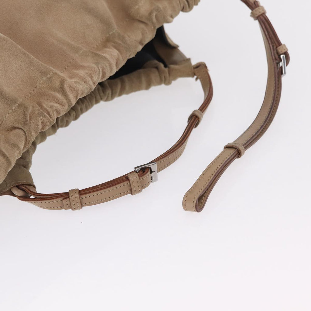 GUCCI Hand Bag Suede Beige 76554 Auth ep16831