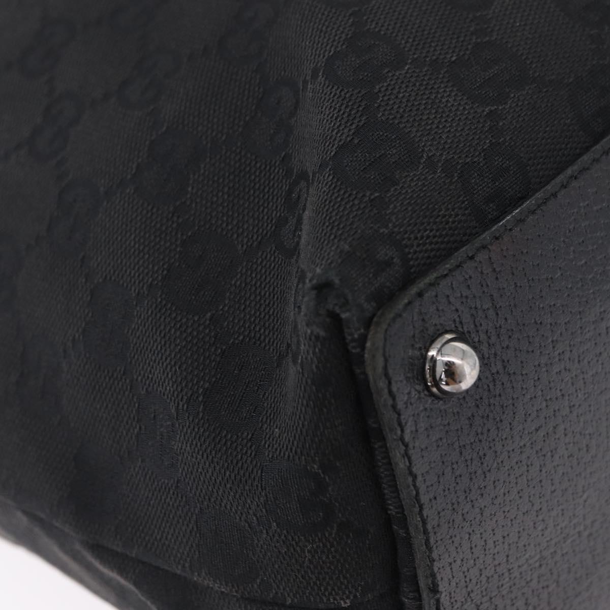 GUCCI GG Canvas Tote Bag Black Silver 120836 Auth ep16908