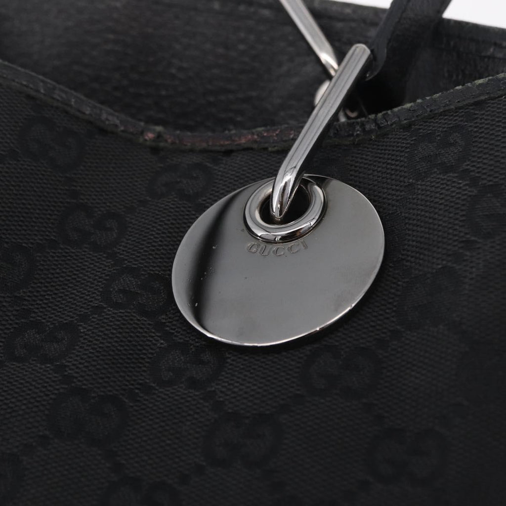 GUCCI GG Canvas Tote Bag Black Silver 120836 Auth ep16908