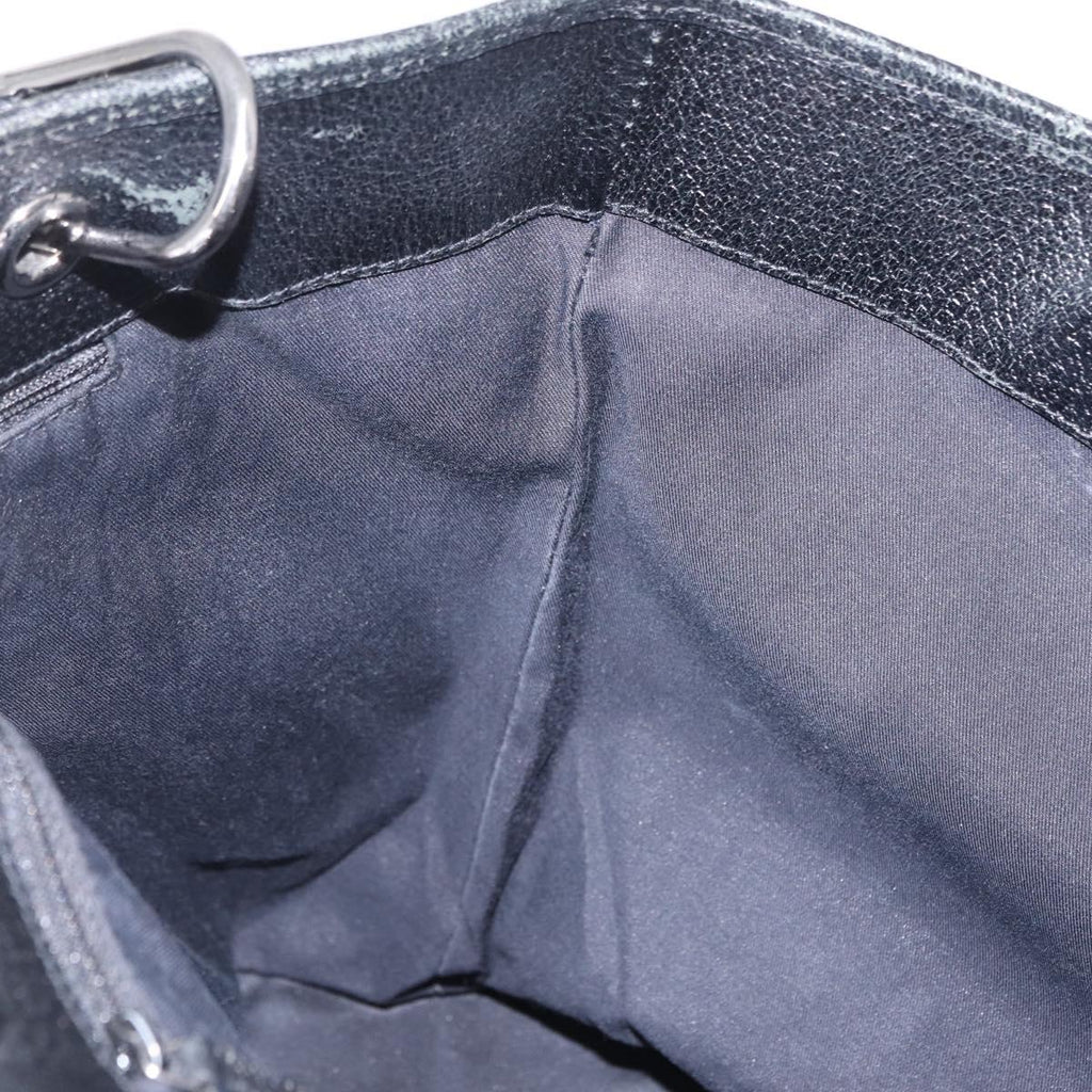 GUCCI GG Canvas Tote Bag Black Silver 120836 Auth ep16908