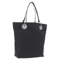 GUCCI GG Canvas Tote Bag Black Silver 120836 Auth ep16908