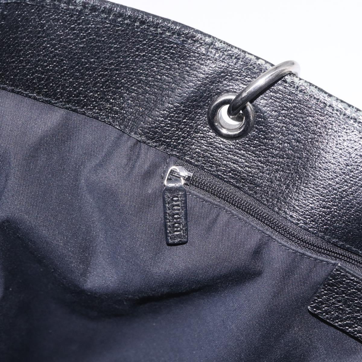 GUCCI GG Canvas Tote Bag Black Silver 120836 Auth ep16908