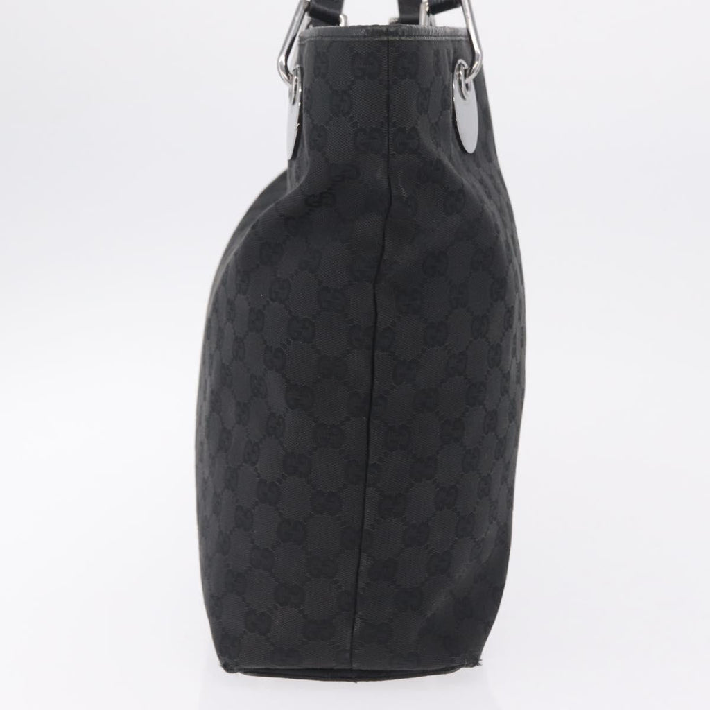 GUCCI GG Canvas Tote Bag Black Silver 120836 Auth ep16908