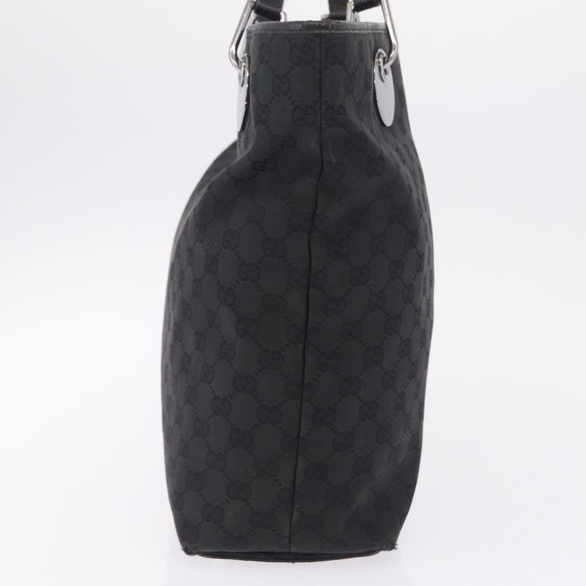 GUCCI GG Canvas Tote Bag Black Silver 120836 Auth ep16908