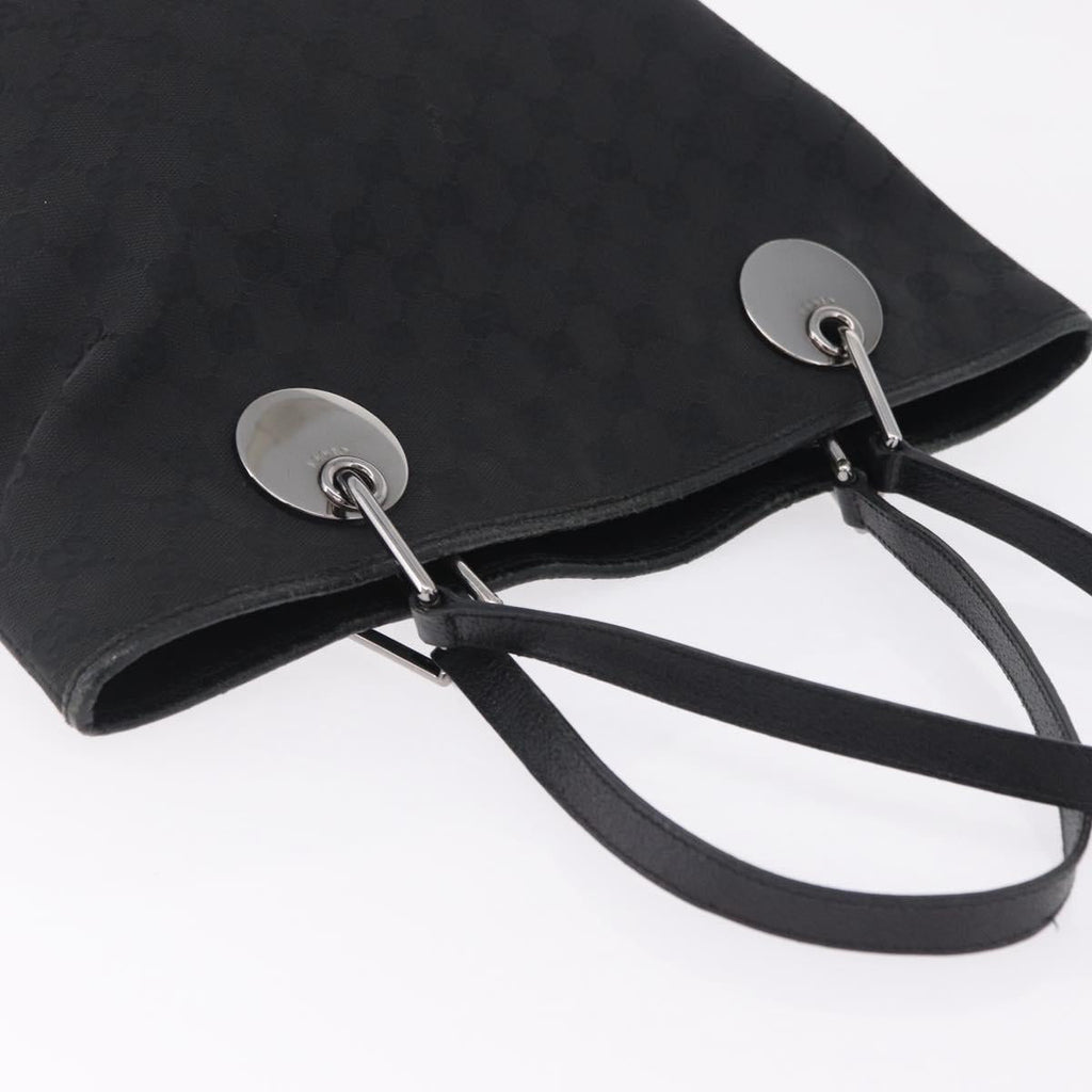 GUCCI GG Canvas Tote Bag Black Silver 120836 Auth ep16908