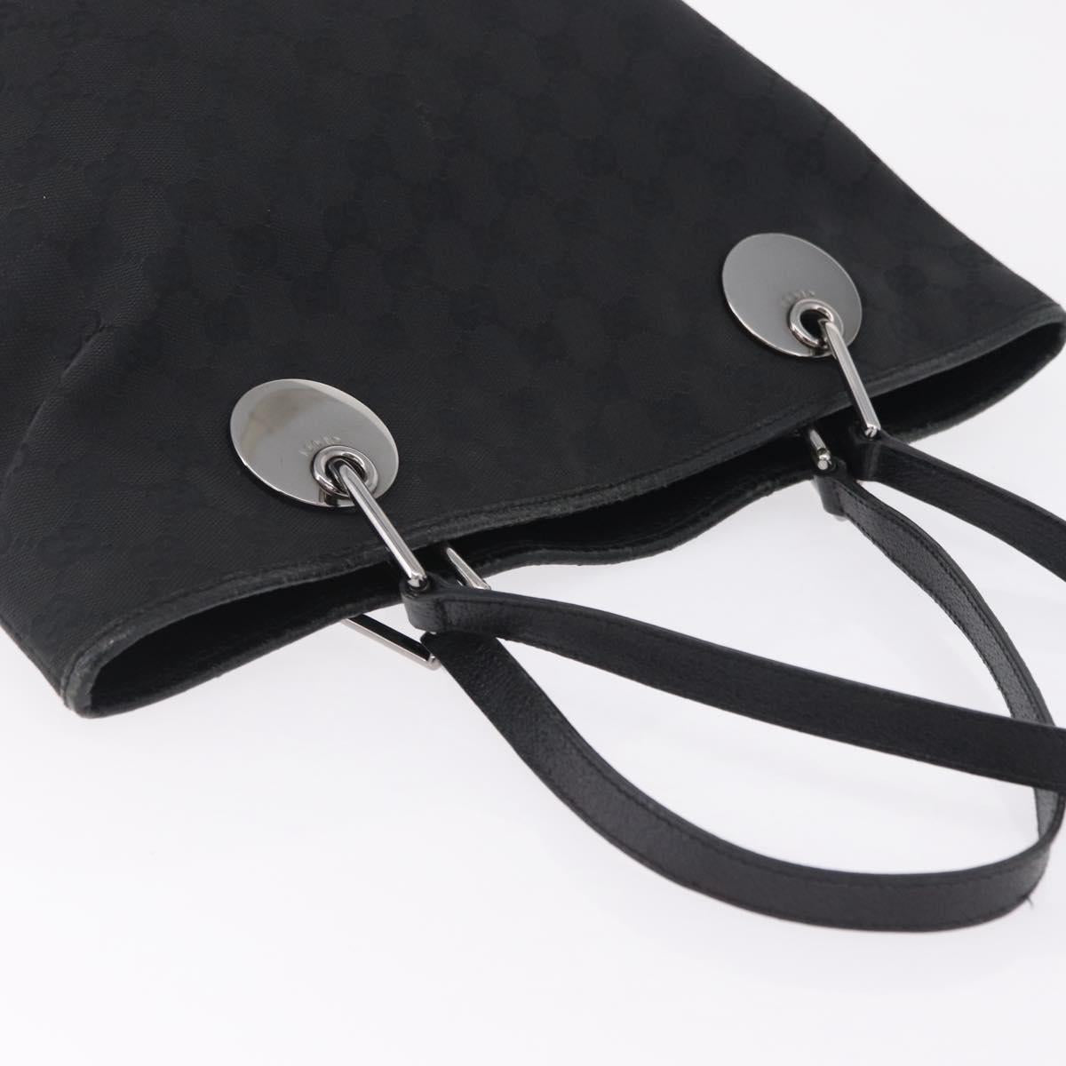 GUCCI GG Canvas Tote Bag Black Silver 120836 Auth ep16908