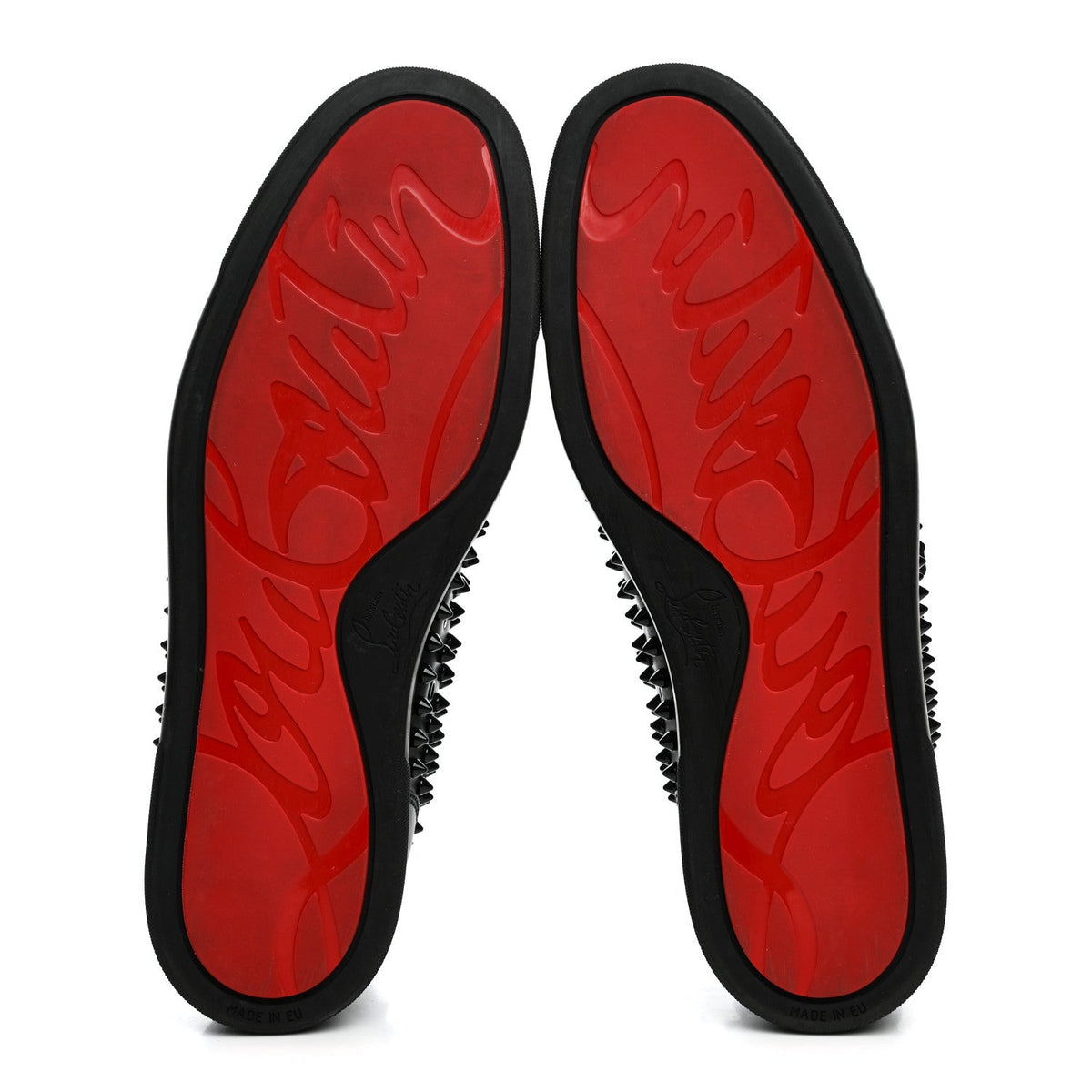Calfskin Mens Louis Spikes Flat Sneakers 43.5 Black