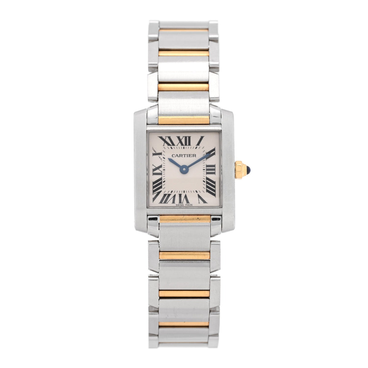 Stainless Steel 18K Yellow Gold 20mm Tank Francaise Quartz Watch