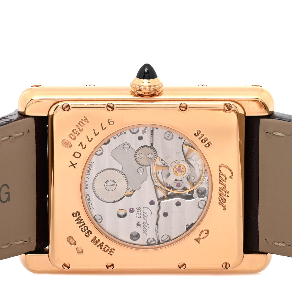 18K Pink Gold Alligator 30mm Tank Louis Manual Winding Watch