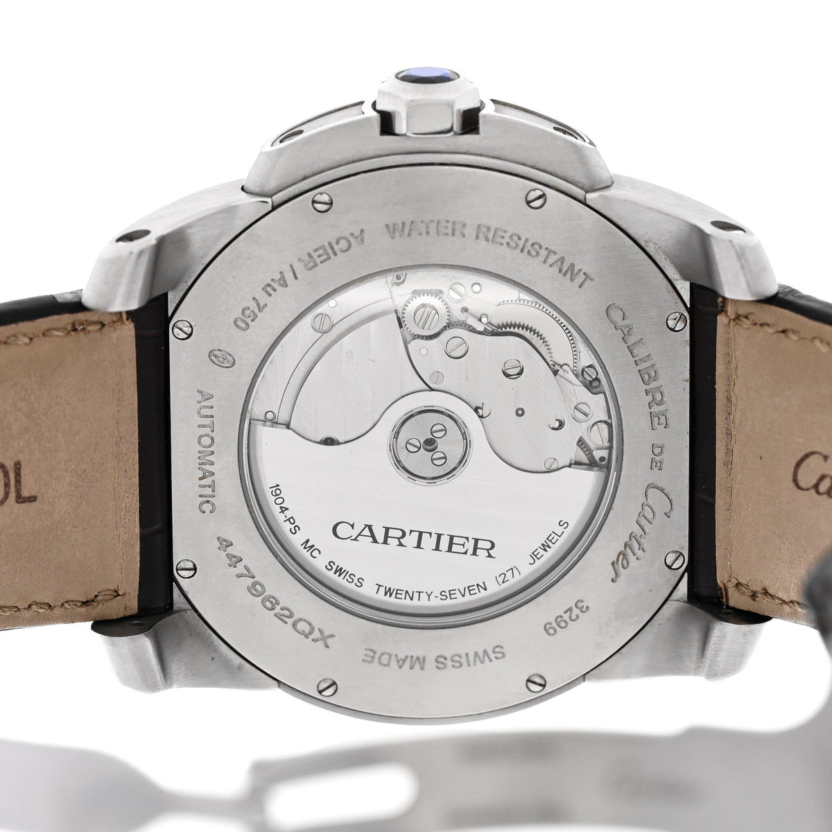 Stainless Steel 18K Pink Gold Alligator 42mm Calibre de Cartier Automatic Watch