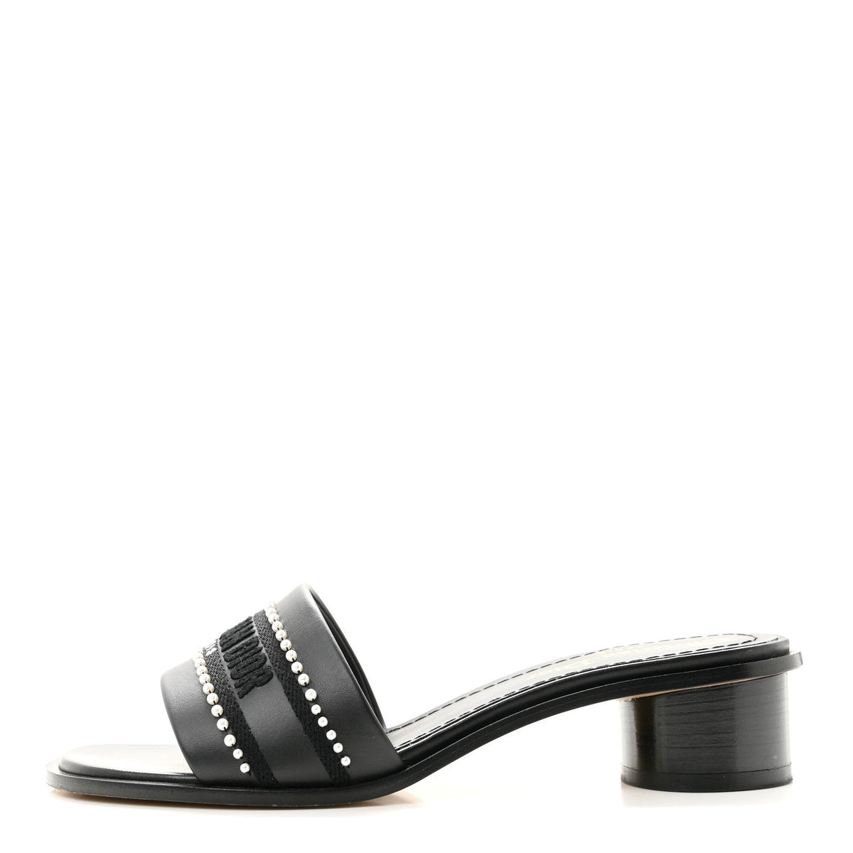 Calfksin Pearl Embroidered Dway 35mm Slide Sandals 35 Black