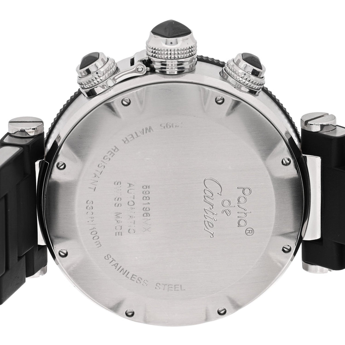 Stainless Steel Rubber 42mm Pasha Seatimer Date Chronograph Automatic Watch Black