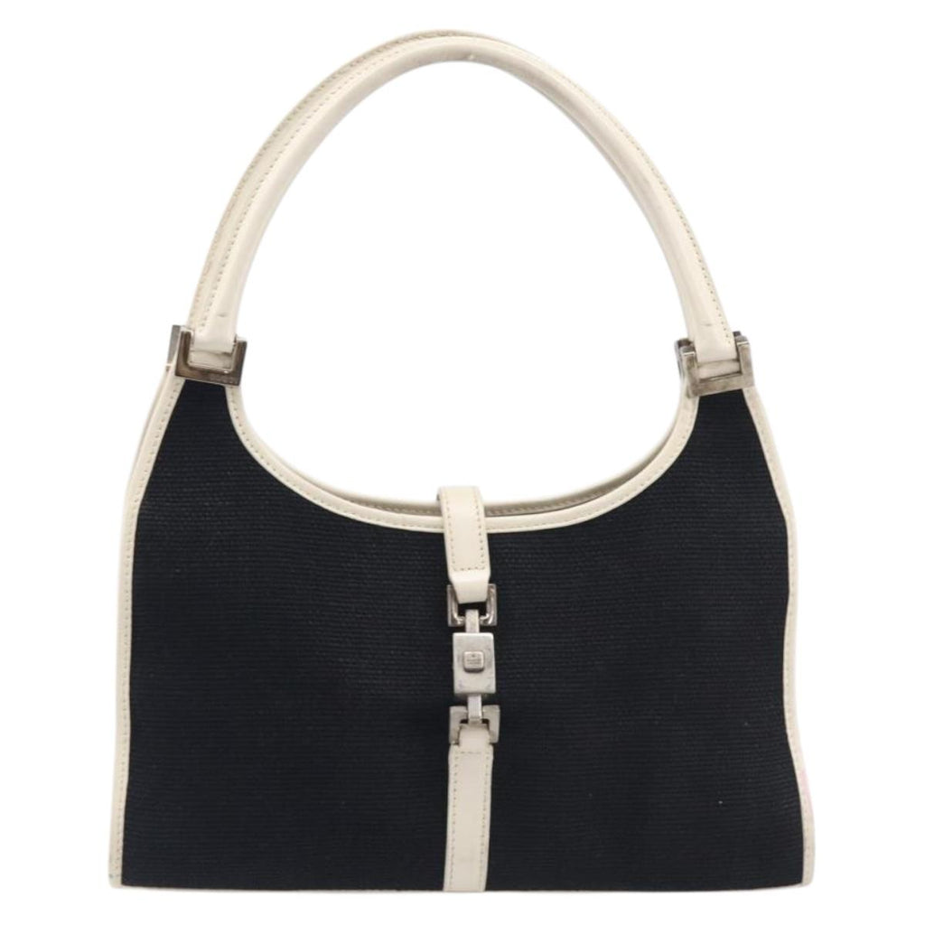GUCCI Jackie Hand Bag Canvas Black Silver 002 1068 Auth fm5498